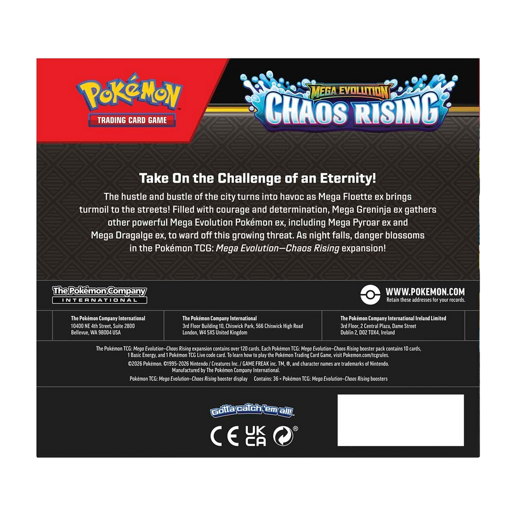 Pokémon Mega Evolution-Chaos Rising Booster Display Box (36 Packs) - Small Bacteria | UK Stockist