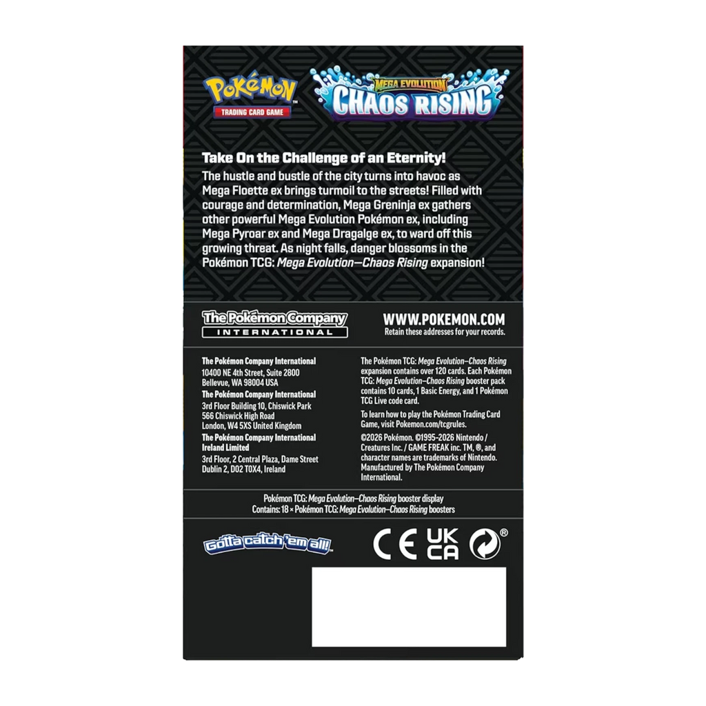 Pokémon Mega Evolution-Chaos Rising Half Booster Box (18 Packs) - Small Bacteria | UK Stockist