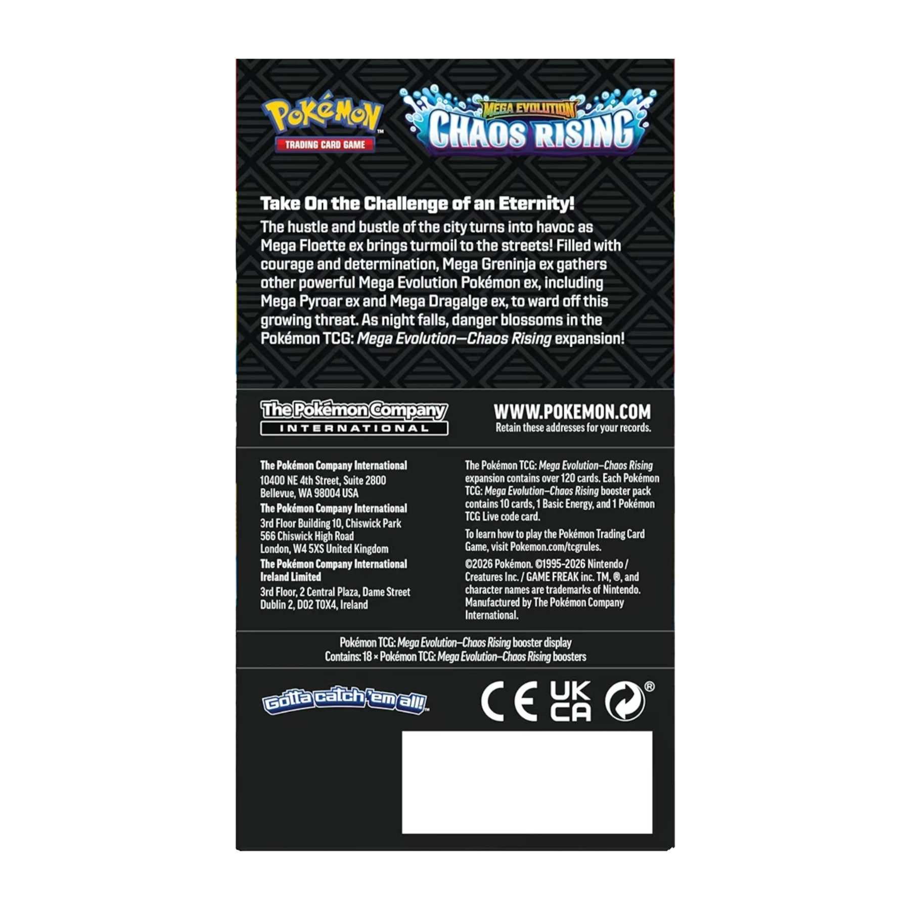 Pokémon Mega Evolution-Chaos Rising Half Booster Box (18 Packs) - Small Bacteria | UK Stockist