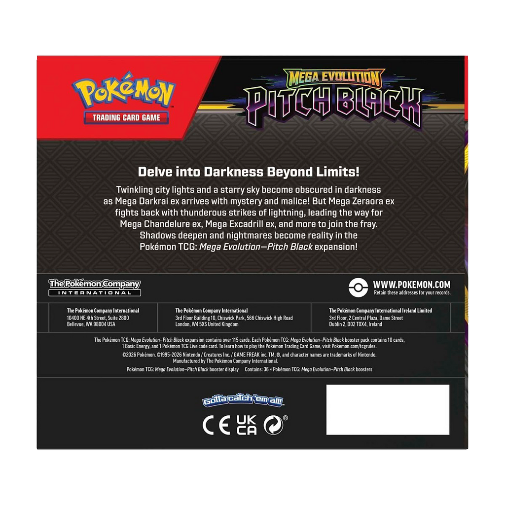 Pokémon Mega Evolution-Pitch Black Booster Display Box (36 Packs) - Small Bacteria | UK Stockist
