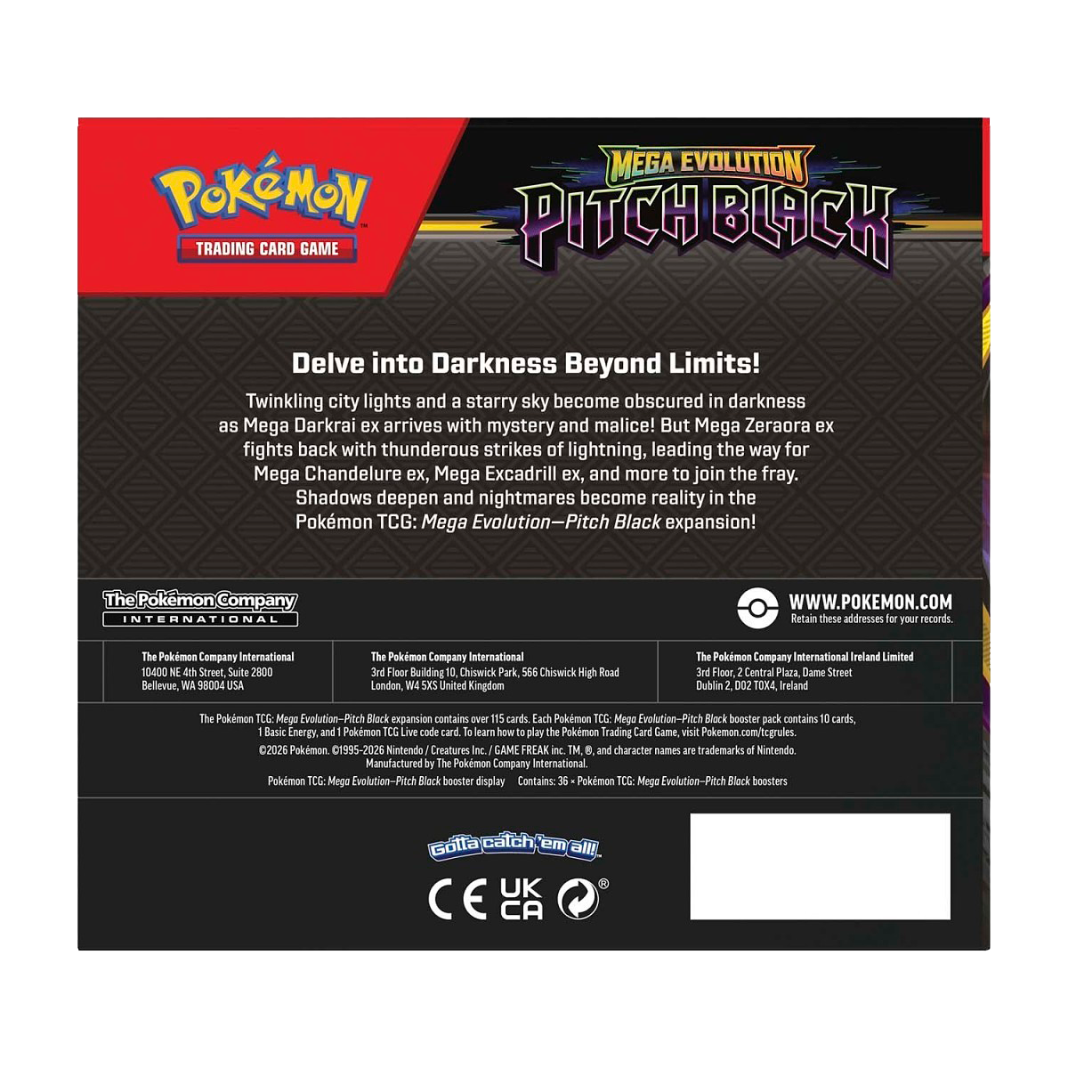 Pokémon Mega Evolution-Pitch Black Booster Display Box (36 Packs) - Small Bacteria | UK Stockist