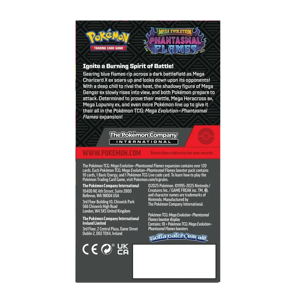 Pokémon Mega Evolution Phantasmal Flames Half Booster Box (18 packs) - Small Bacteria | UK Stockist
